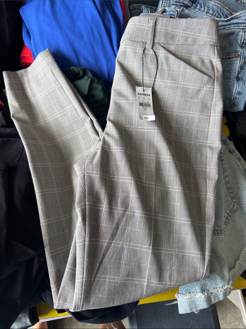 Express Women's Light Gray Plaid Skinny Pants